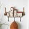 Cream Wood Handmade Distressed House 3 Hanger Wall Hook with Red Roof Accents and Hanging Rope